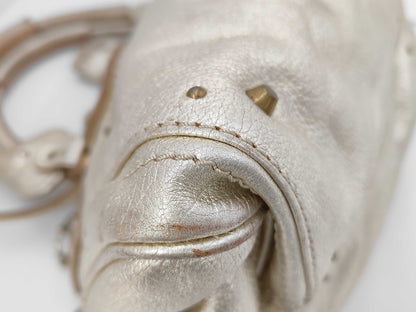 Chloe Leather Paddington Handbag in Gold with Padlock and Key