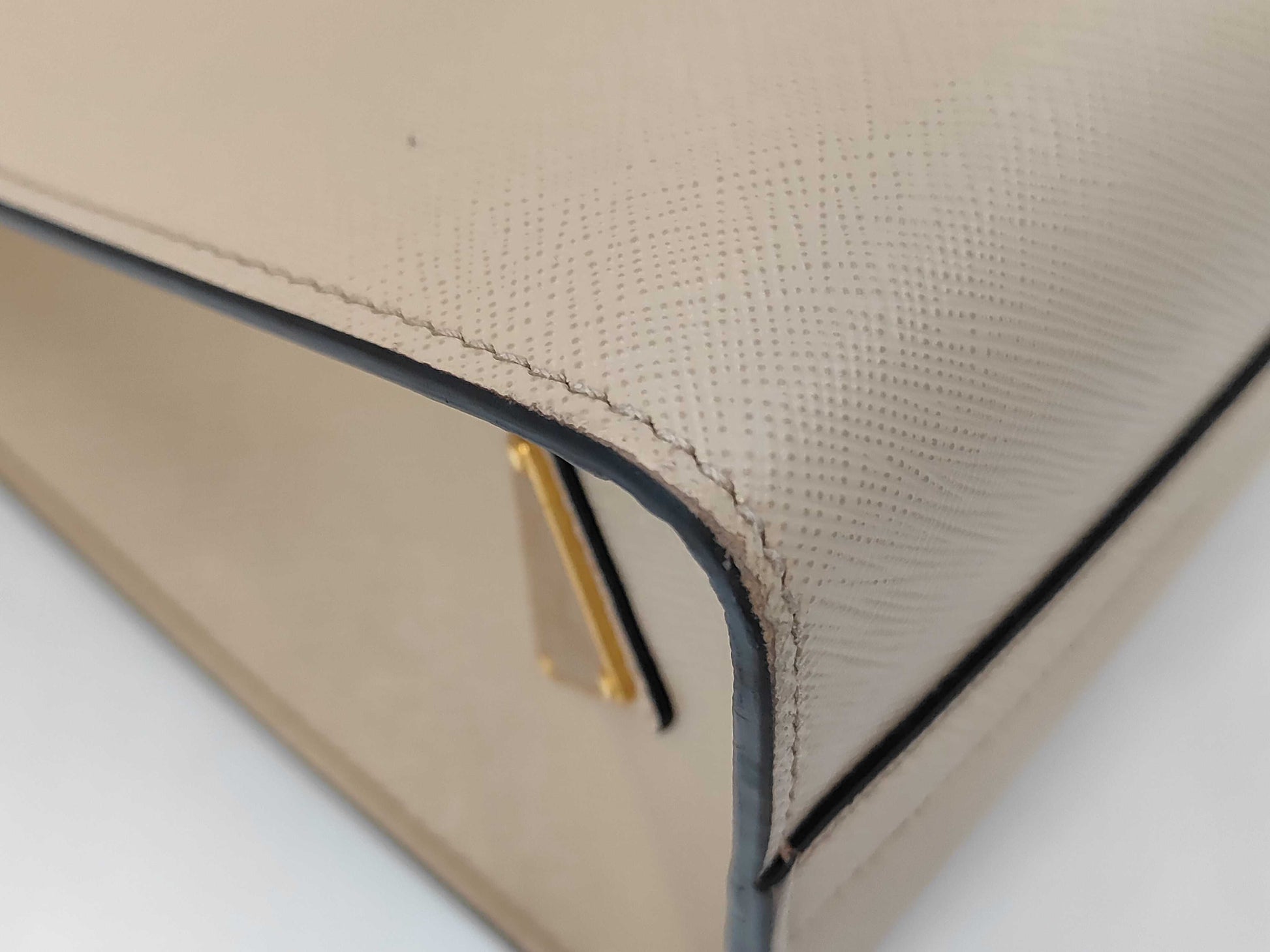 PRADA 1BA337 Saffiano Leather Large 2-Way Tote Bag, Beige, with Strap