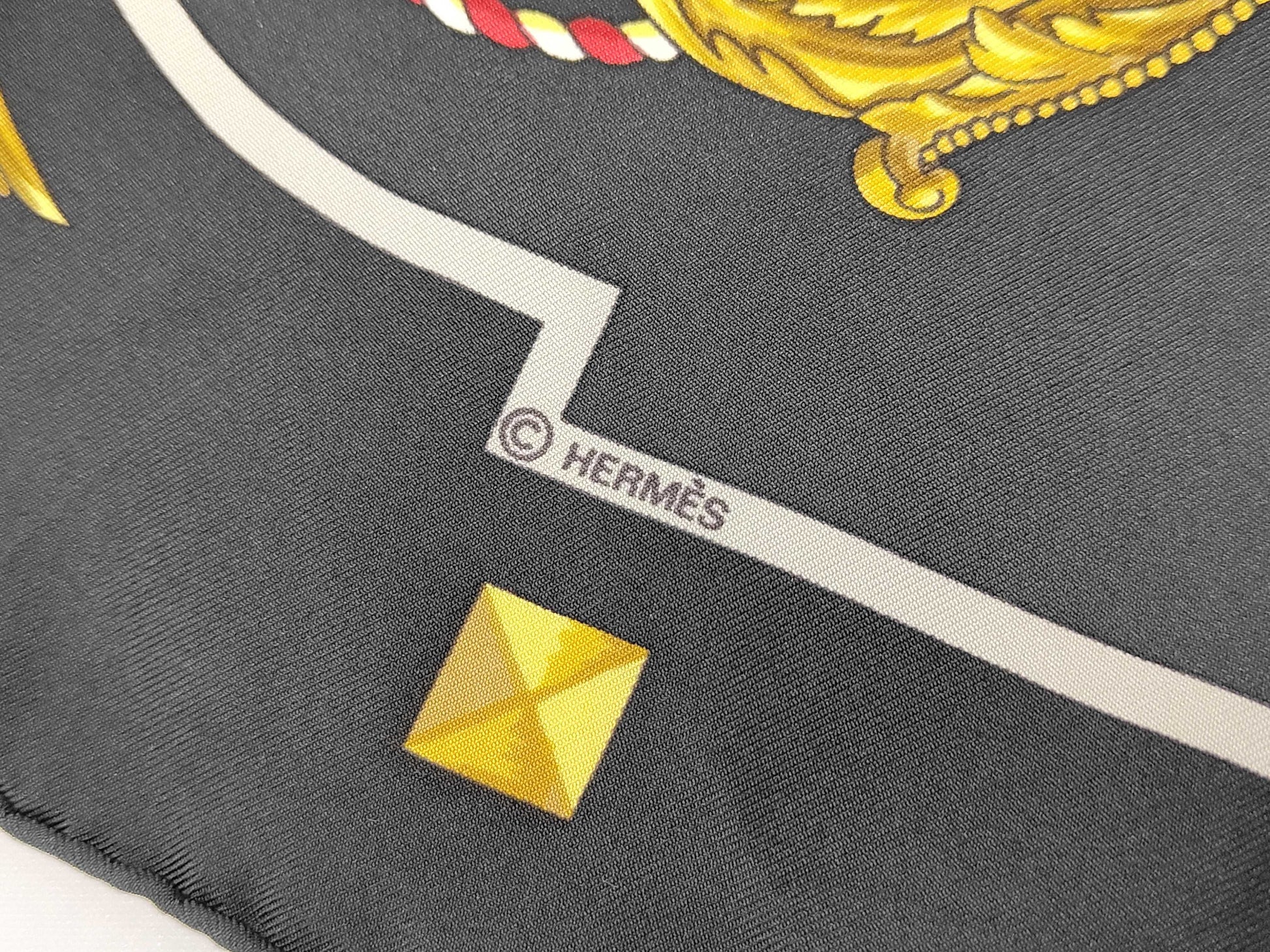 HERMES Silk Carré 90 LES CLES THE KEYS Scarf Black Yellow Red