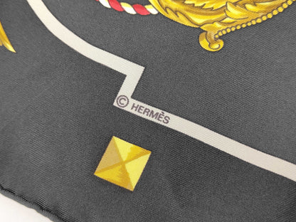 HERMES Silk Carré 90 LES CLES THE KEYS Scarf Black Yellow Red