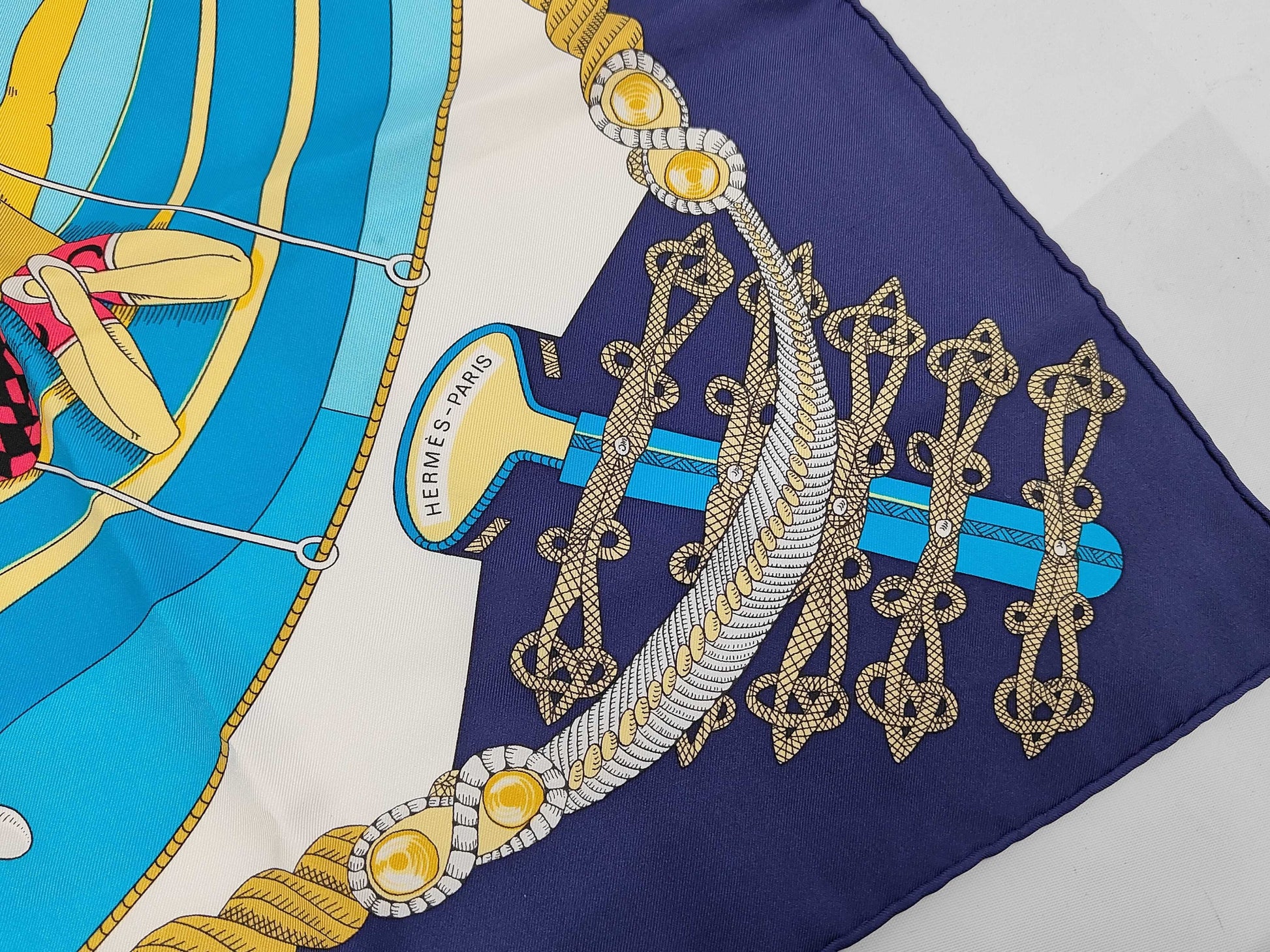 HERMES Silk Carré 90 Circus Blue Multicolor Scarf