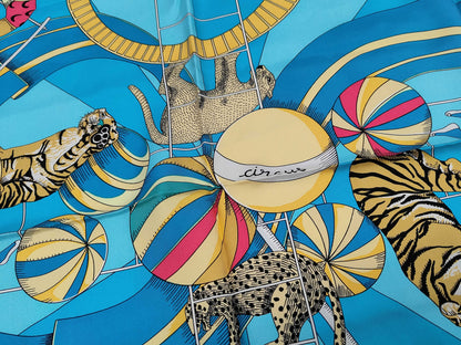 HERMES Silk Carré 90 Circus Blue Multicolor Scarf
