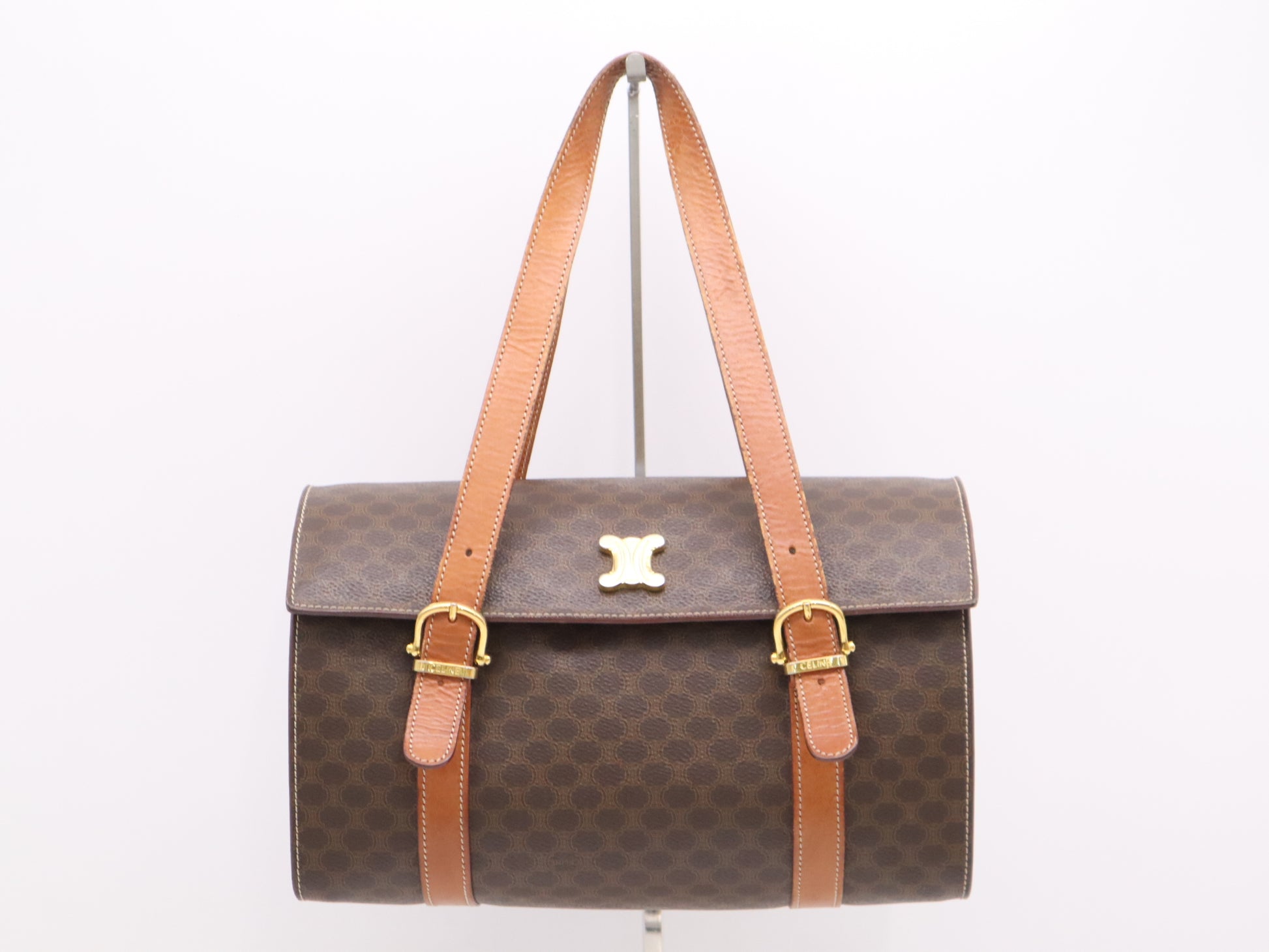 CELINE Macadam Brown GD Hardware Handbag