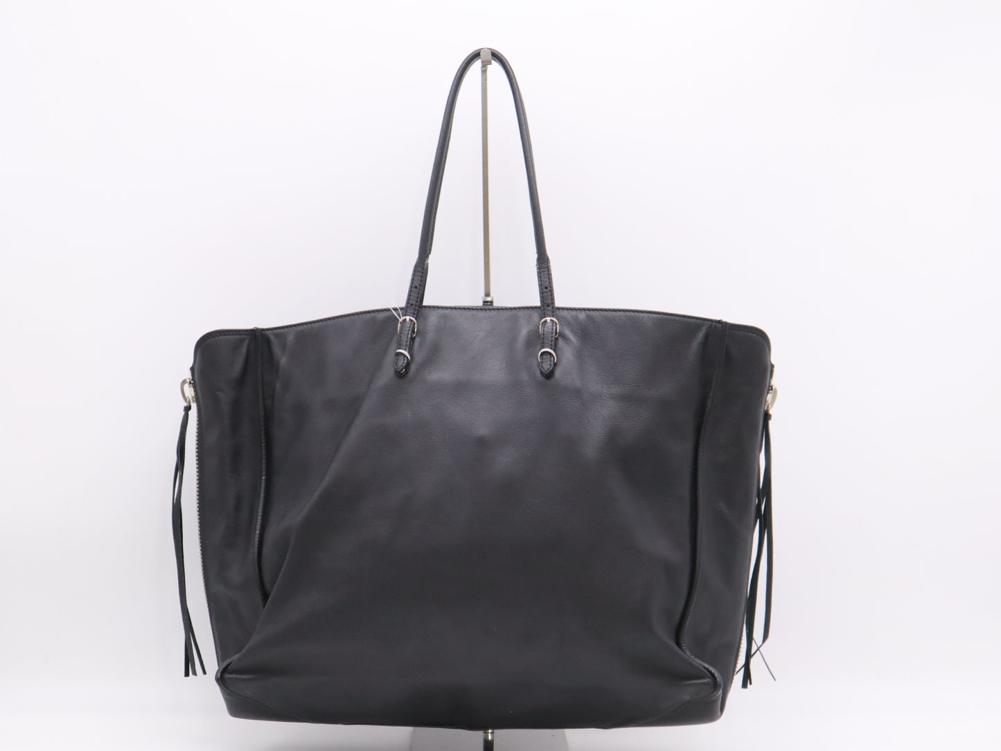 BALENCIAGA Leather The Paper Tote Bag Black with Mirror Tote Bag