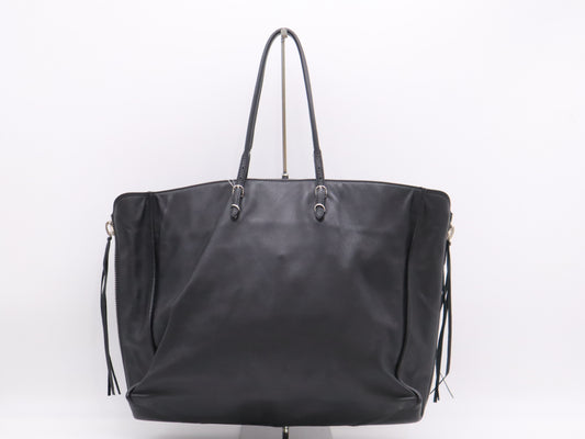 BALENCIAGA Leather The Paper Tote Bag Black with Mirror Tote Bag
