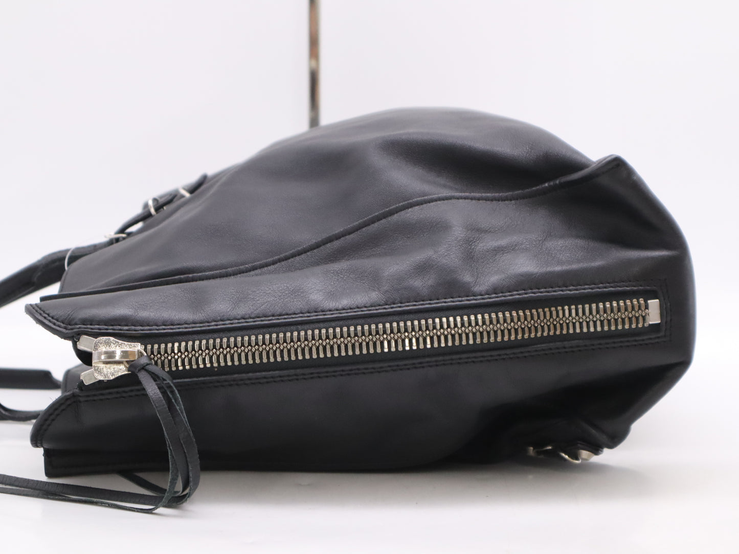 BALENCIAGA Leather The Paper Tote Bag Black with Mirror Tote Bag