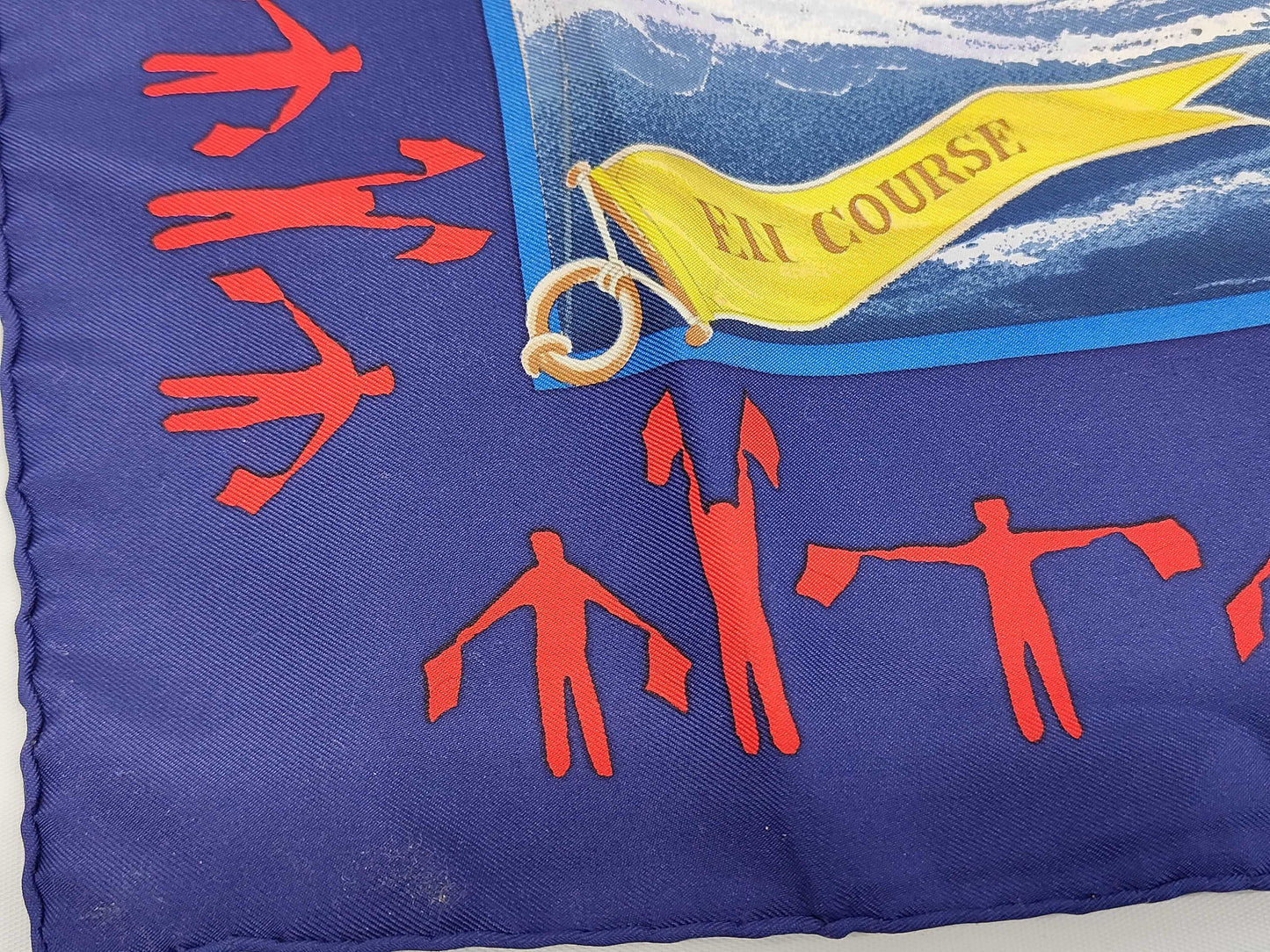 HERMES Silk Carré 90 EN COURSE Blue Scarf