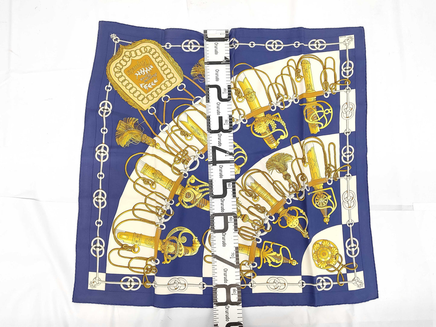 HERMES Silk Carré 90 Cliquetis Crickety Blue Yellow Scarf