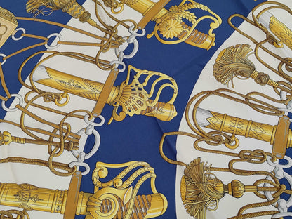 HERMES Silk Carré 90 Cliquetis Crickety Blue Yellow Scarf
