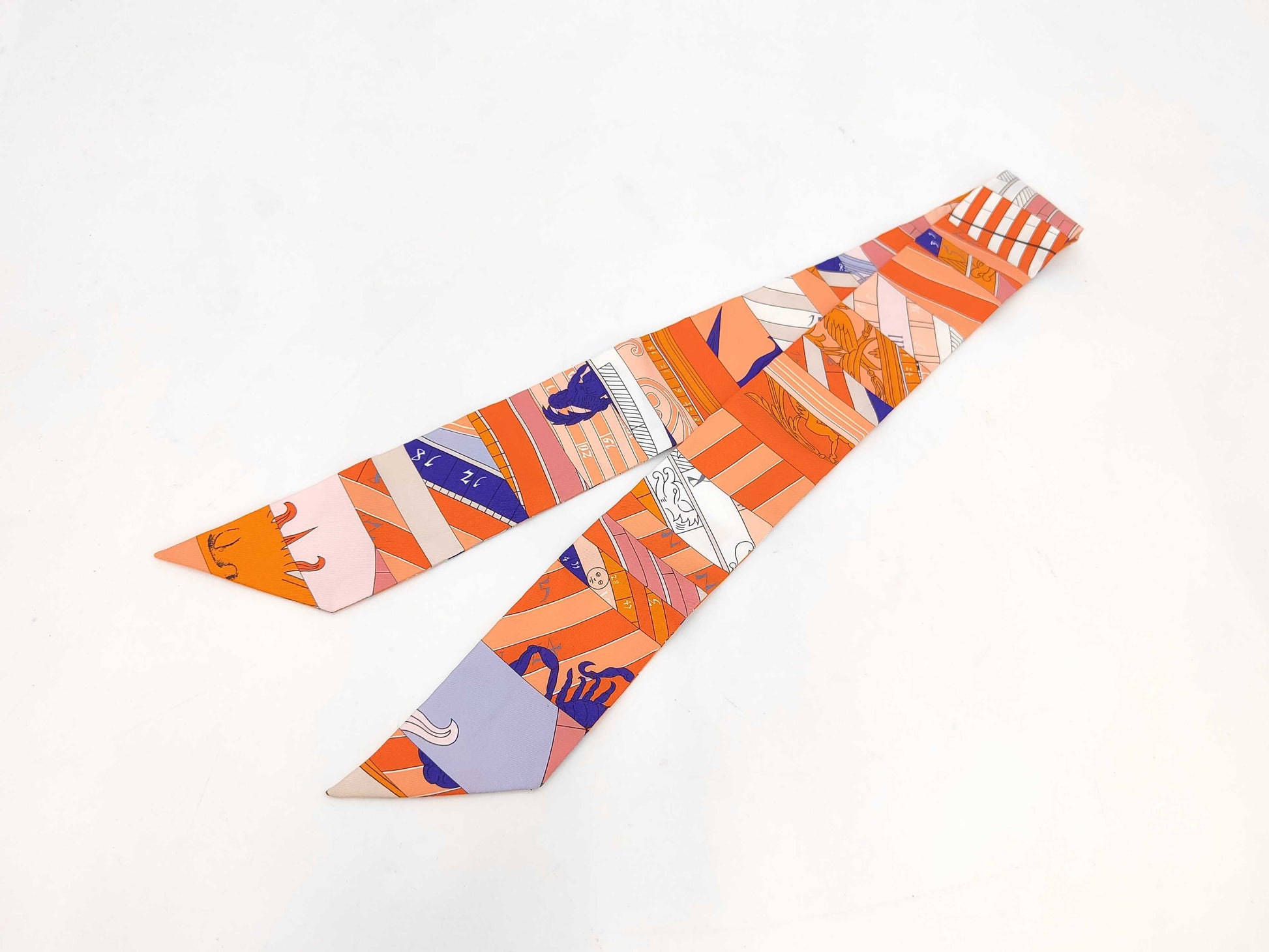 HERMES Silk Twilly ASTROGIE New Astrology Pink Orange Multicolor Scarf