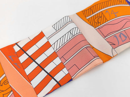 HERMES Silk Twilly ASTROGIE New Astrology Pink Orange Multicolor Scarf