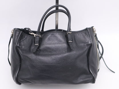 BALENCIAGA Leather Paper Mini Handbag in Black with Shoulder Strap and Mirror
