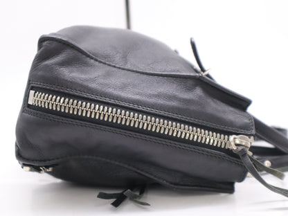 BALENCIAGA Leather Paper Mini Handbag in Black with Shoulder Strap and Mirror