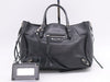 BALENCIAGA Leather Paper Mini Handbag in Black with Shoulder Strap and Mirror