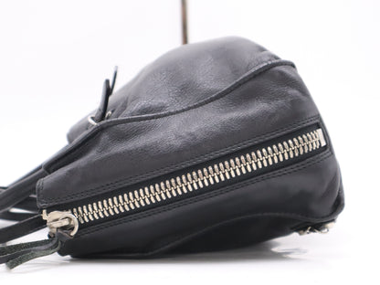 BALENCIAGA Leather Paper Mini Handbag in Black with Shoulder Strap and Mirror