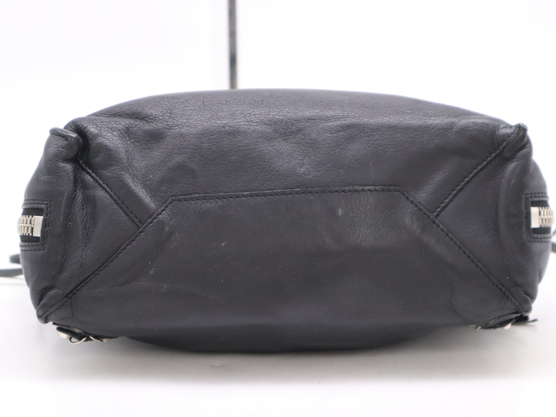 BALENCIAGA Leather Paper Mini Handbag in Black with Shoulder Strap and Mirror