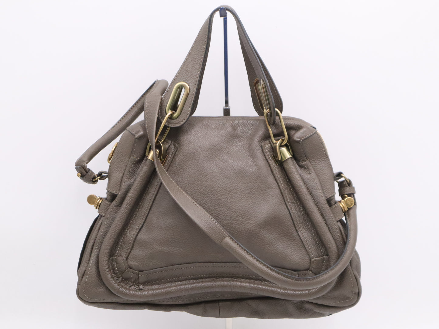 Chloe Paraty Large Khaki Grained Calf Leather Handbag