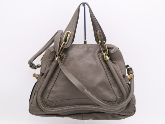 Chloe Paraty Large Khaki Grained Calf Leather Handbag