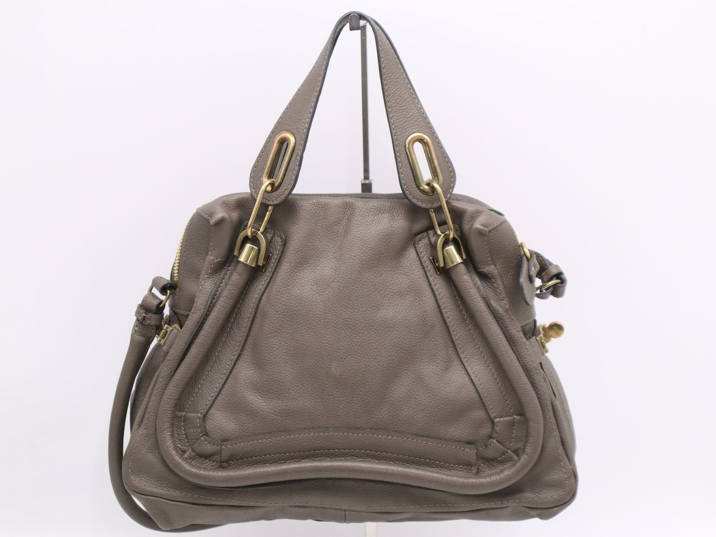Chloe Paraty Large Khaki Grained Calf Leather Handbag