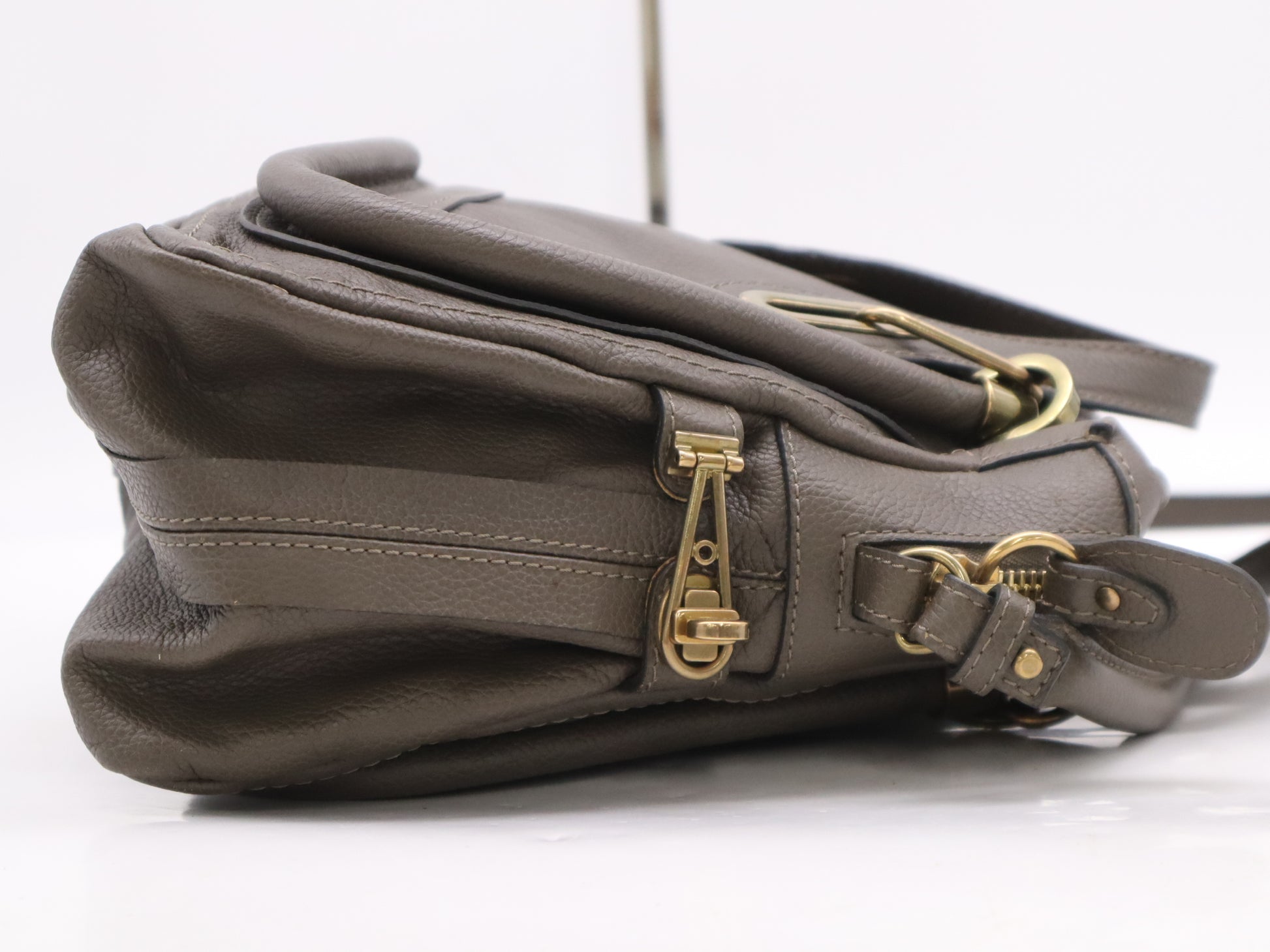 Chloe Paraty Large Khaki Grained Calf Leather Handbag