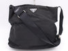 PRADA Nylon Triangle Logo Black Silver Hardware Shoulder Bag