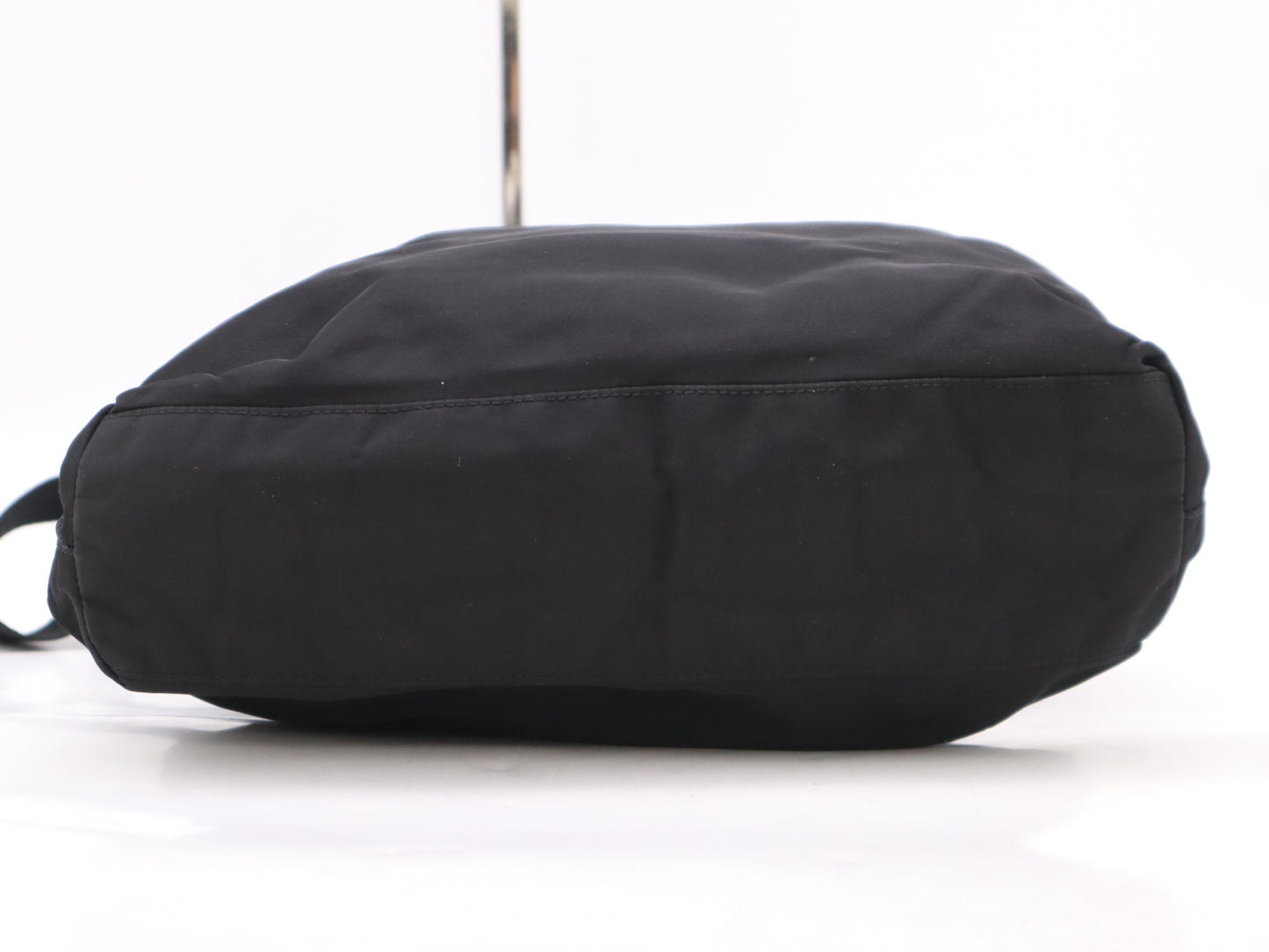 PRADA Nylon Triangle Logo Black Silver Hardware Shoulder Bag