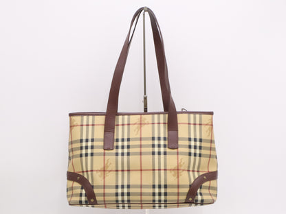BURBERRY PVC/Leather Nova Check Beige Tote Bag