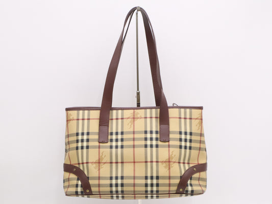 BURBERRY PVC/Leather Nova Check Beige Tote Bag