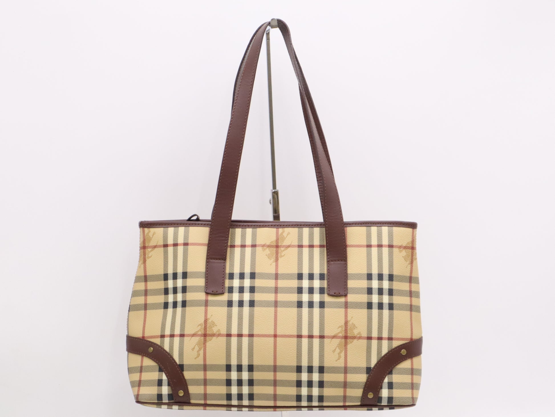 BURBERRY PVC/Leather Nova Check Beige Tote Bag