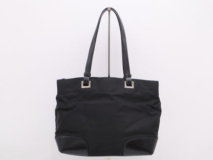 PRADA nylon triangle logo black tote bag