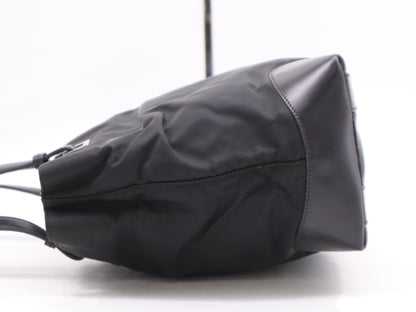 PRADA nylon triangle logo black tote bag