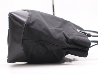 PRADA nylon triangle logo black tote bag