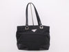 PRADA nylon triangle logo black tote bag