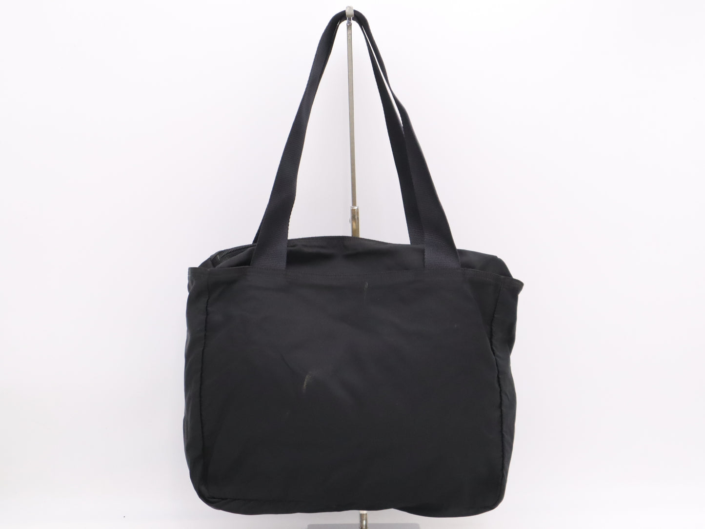 PRADA Nylon Triangle Logo Black Silver Hardware White Tag 123 Shoulder Bag