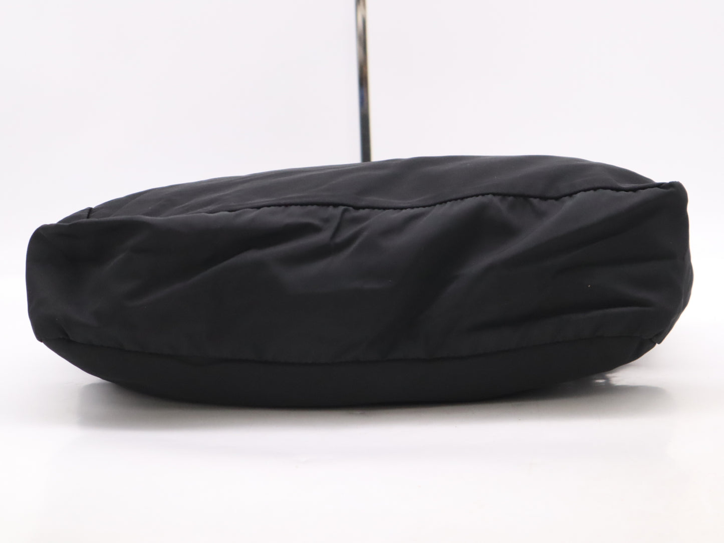 PRADA Nylon Triangle Logo Black Silver Hardware White Tag 123 Shoulder Bag