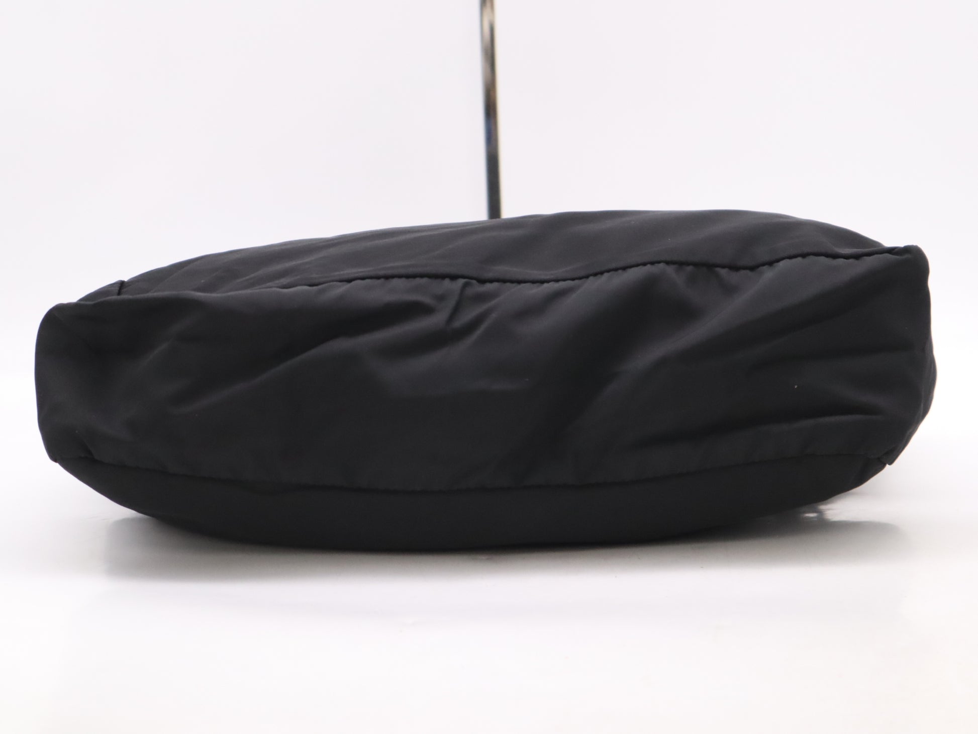 PRADA Nylon Triangle Logo Black Silver Hardware White Tag 123 Shoulder Bag