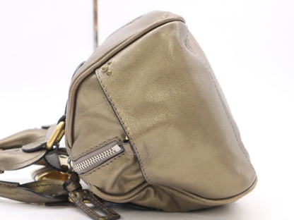 Chloe Leather Paddington Handbag with Shoulder Strap, Padlock, and Key