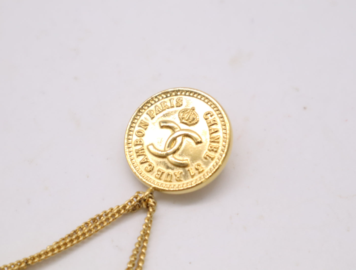 CHANEL GP Coco Mark Matelasse Gold Brooch