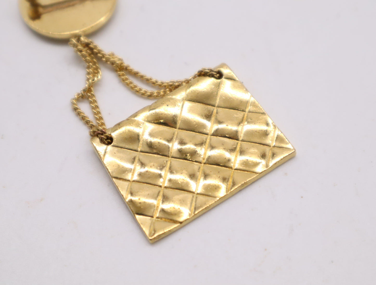 CHANEL GP Coco Mark Matelasse Gold Brooch