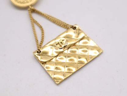 CHANEL GP Coco Mark Matelasse Gold Brooch