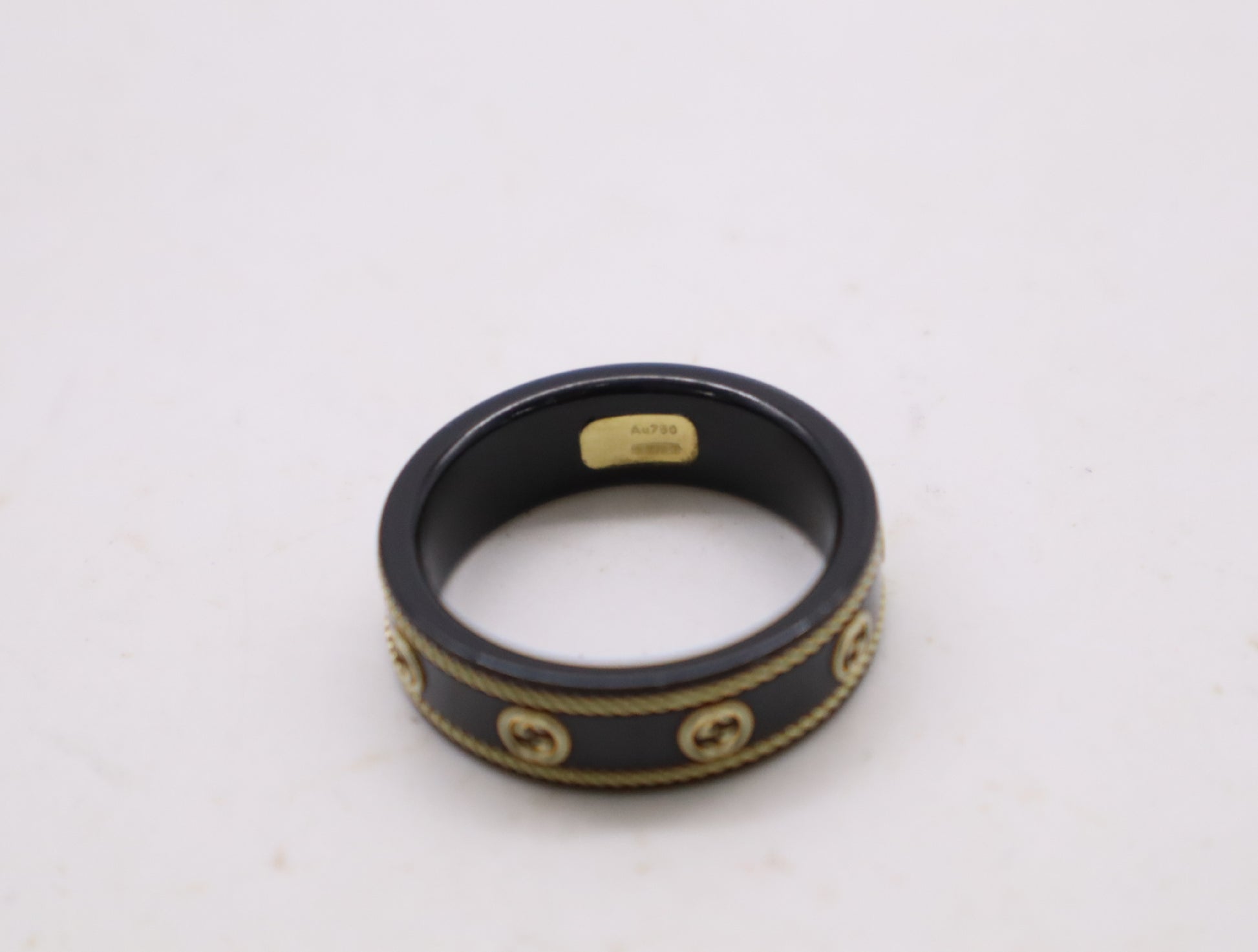 GUCCI Interlocking #23 Ceramic METAL/Au750 3.2g Ring 