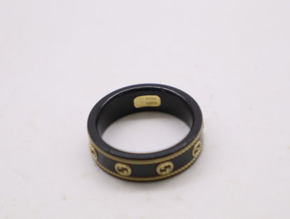 GUCCI Interlocking #23 Ceramic METAL/Au750 3.2g Ring 
