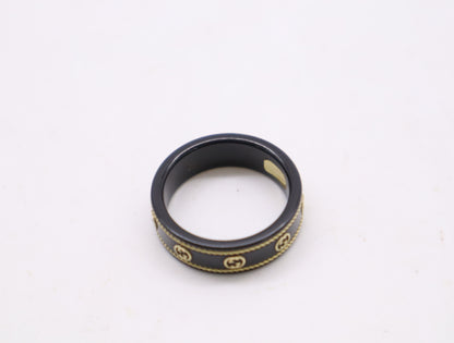 GUCCI Interlocking #23 Ceramic METAL/Au750 3.2g Ring 