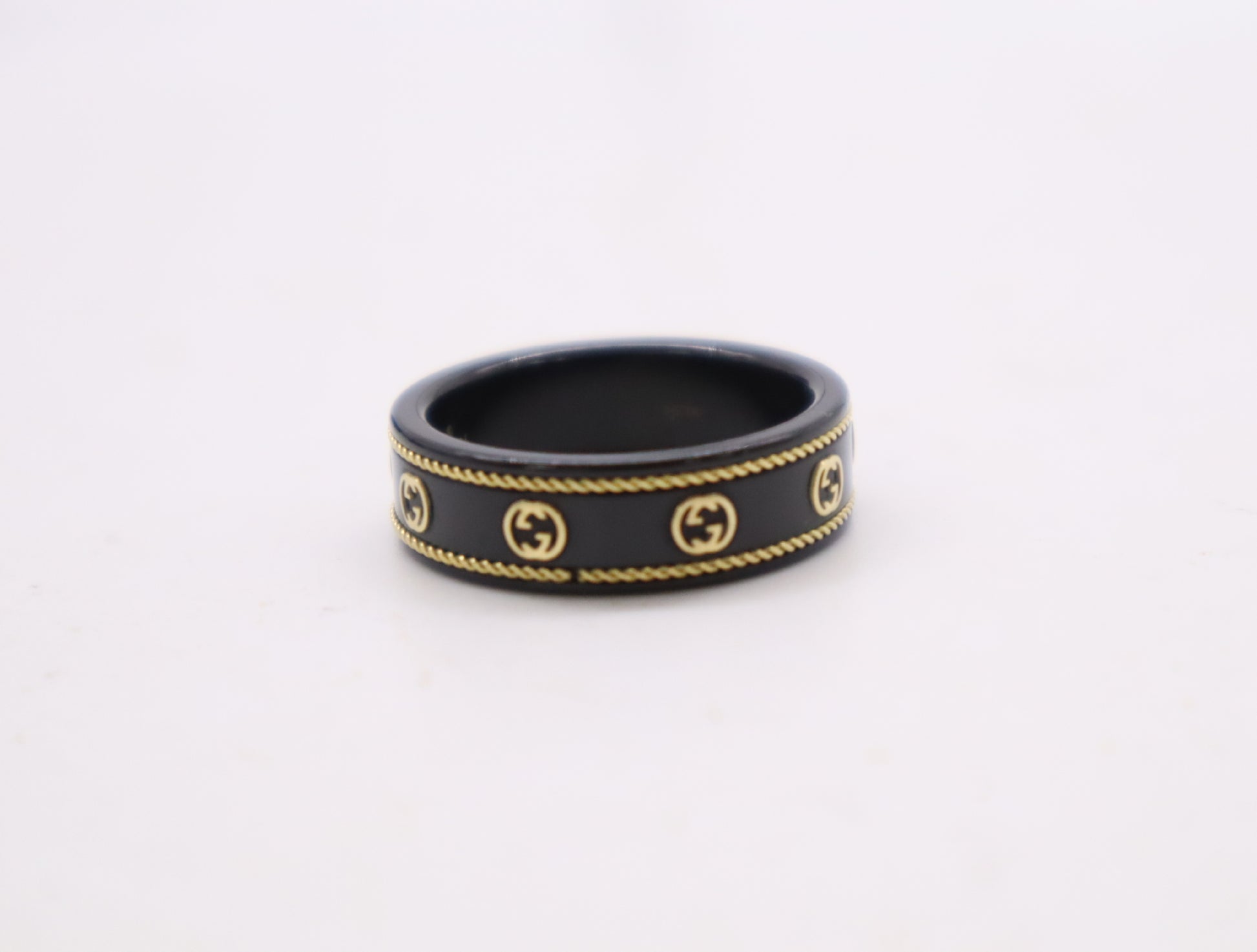 GUCCI Interlocking #23 Ceramic METAL/Au750 3.2g Ring 