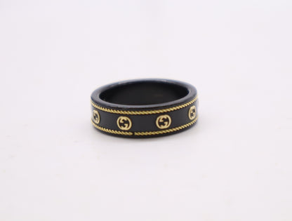 GUCCI Interlocking #23 Ceramic METAL/Au750 3.2g Ring 