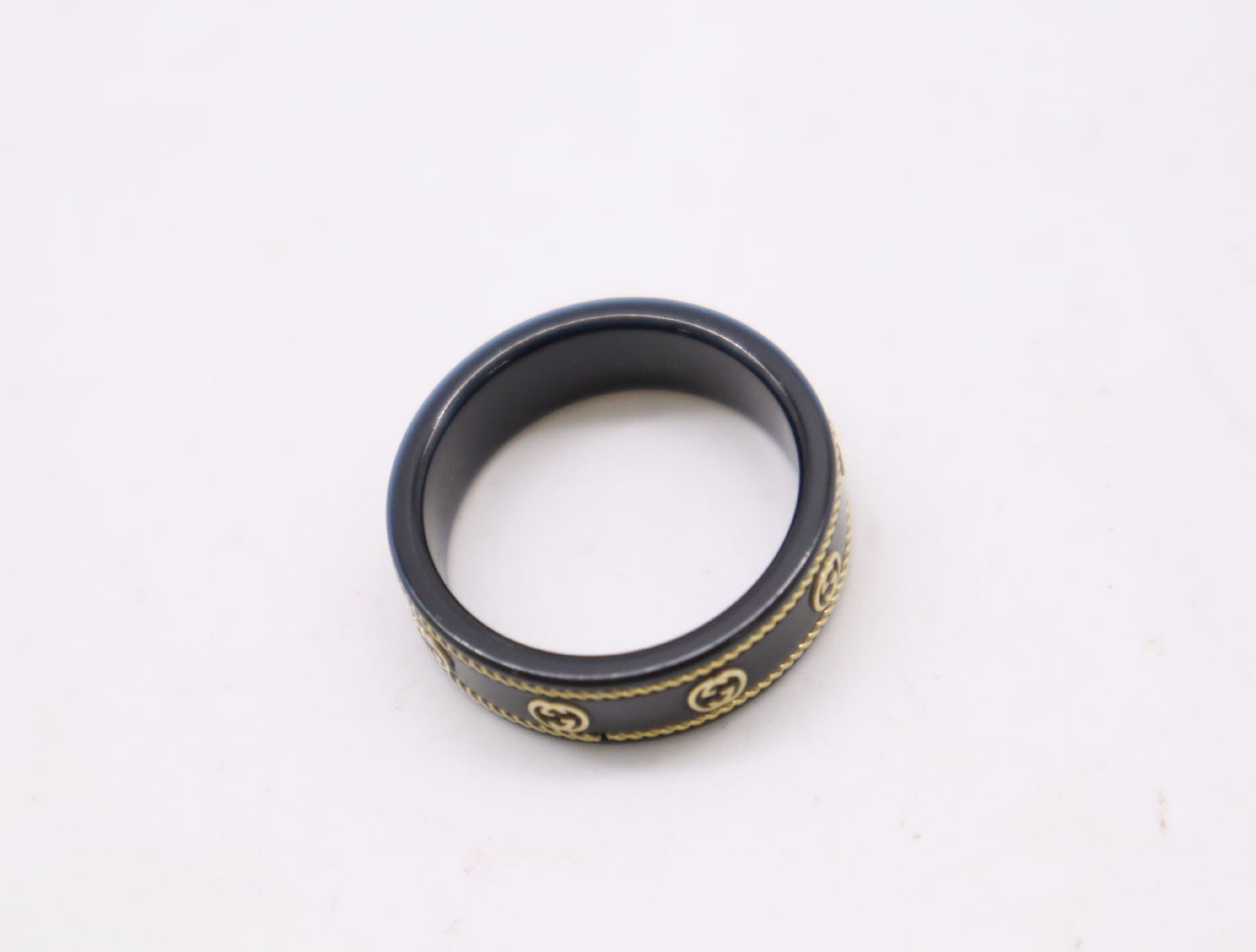GUCCI Interlocking #23 Ceramic METAL/Au750 3.2g Ring 
