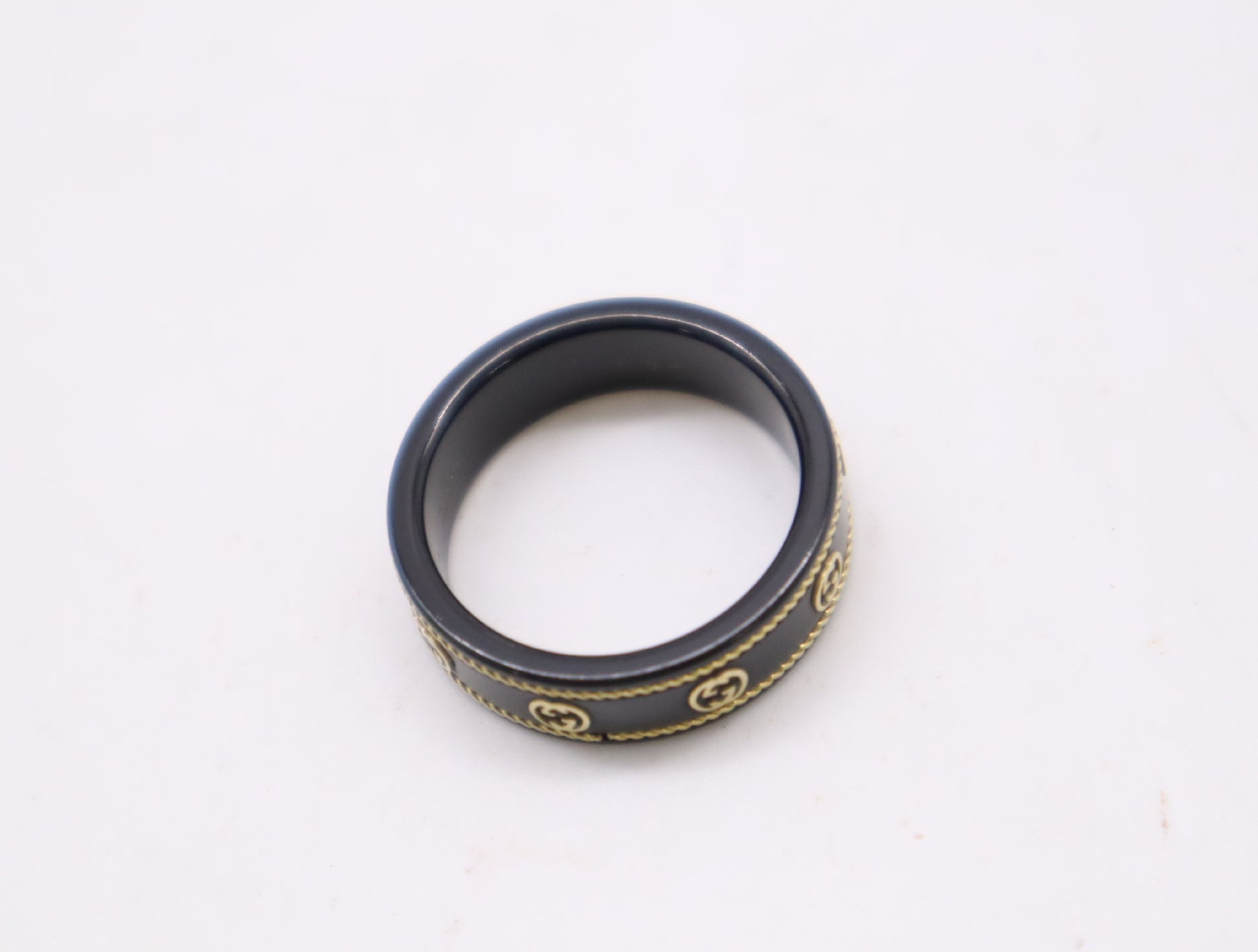 GUCCI Interlocking #23 Ceramic METAL/Au750 3.2g Ring 