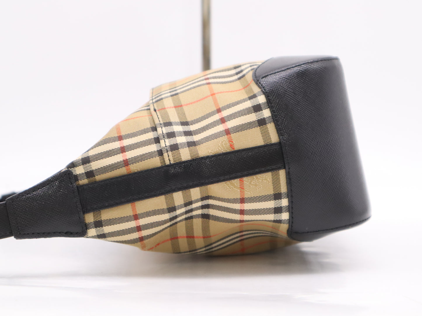 BURBERRY Canvas x Leather Nova Check One Shoulder Bag Brown Black Shoulder Bag with Charm