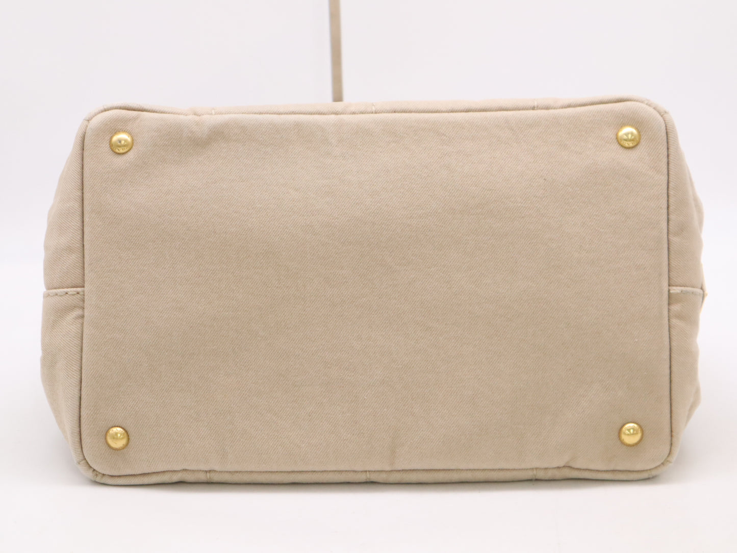 PRADA Canvas Canapa Tote M Beige with Gold Hardware