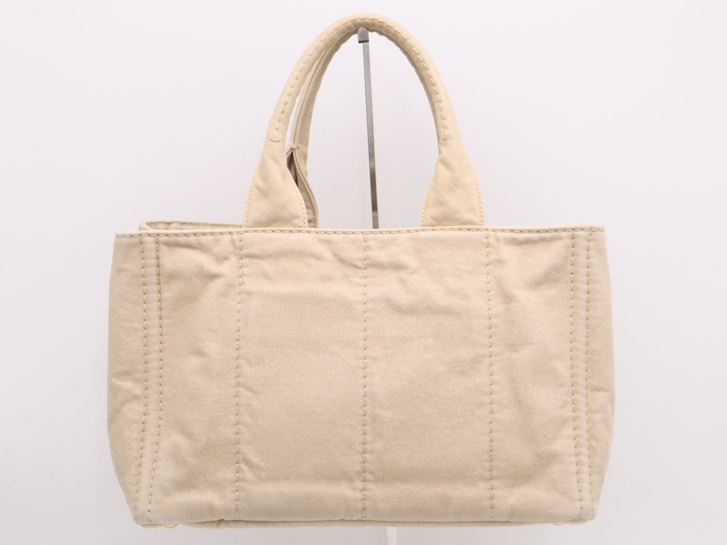 PRADA Canvas Canapa Tote M Beige with Gold Hardware